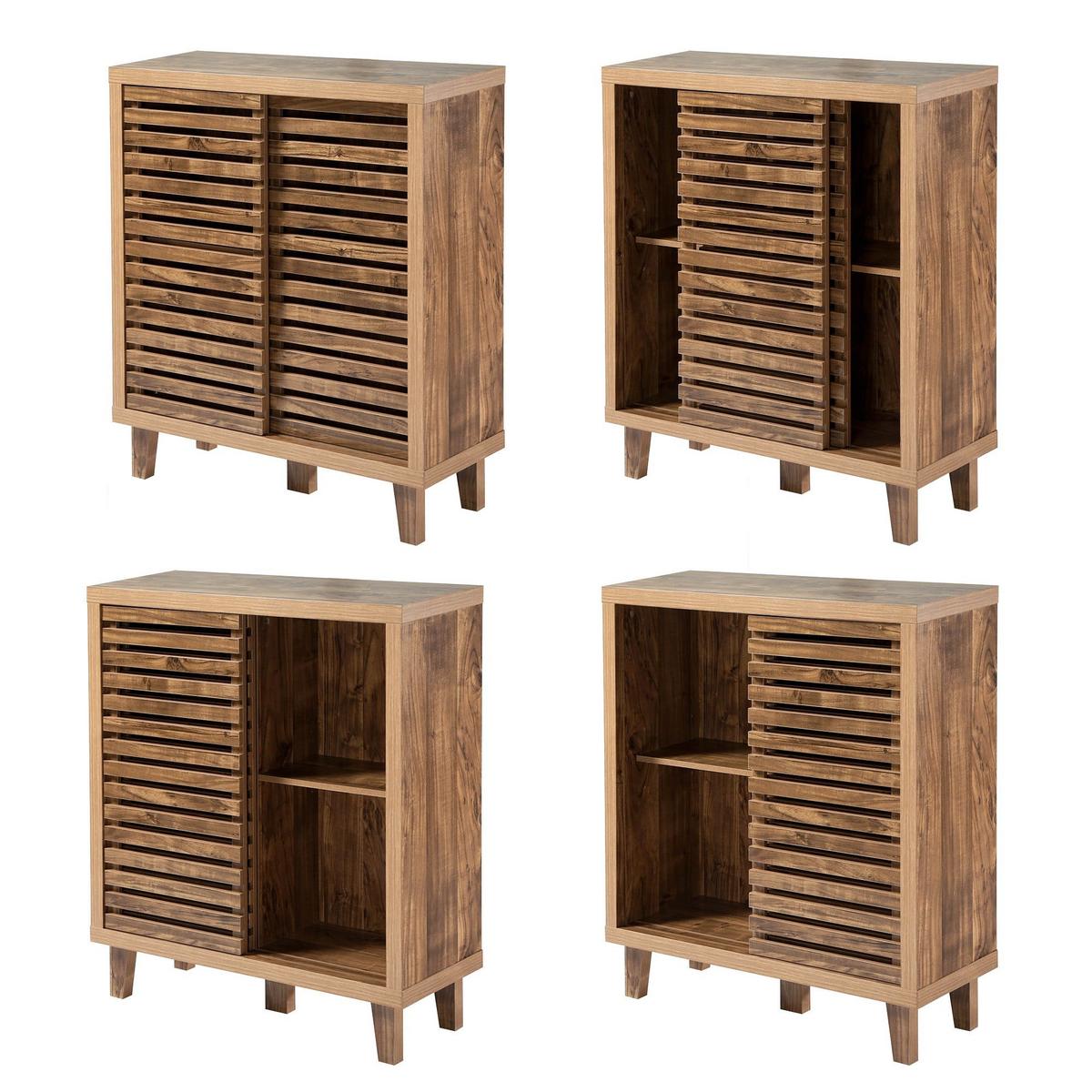 SIDEBOARD mit 2 Schiebetüren 29/80/88, 5 cm - Nussbaumfarben, Holzwerkstoff (29/88.5/45cm) - Calicosy