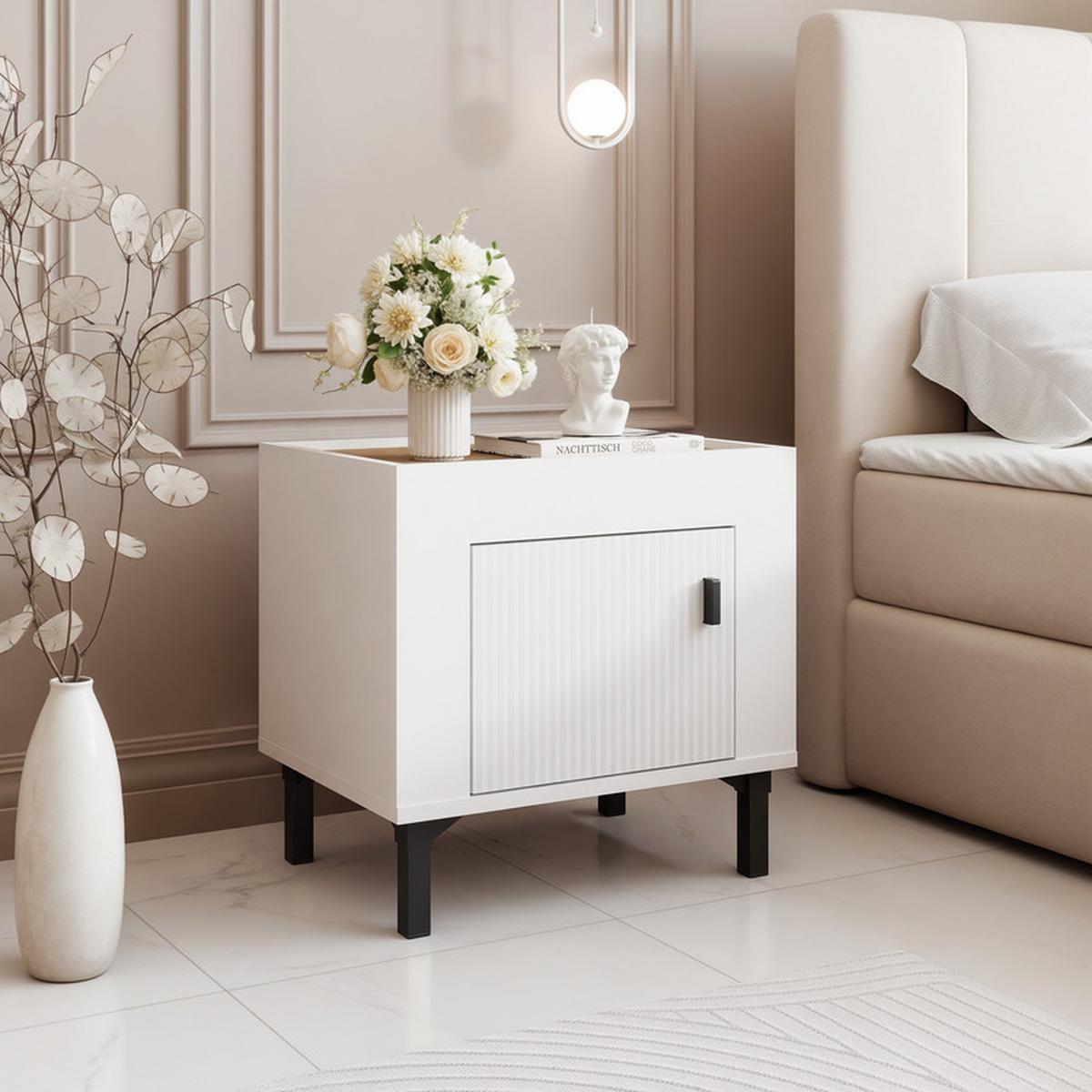 NACHTSCHRANK AVENA 48/36/47 cm Weiß/Eiche - Weiß, Holzwerkstoff/Kunststoff (48/47/36cm) - Idohome