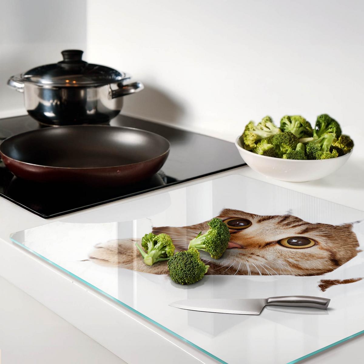 GLASPLATTE 60x52 cm Katze - Beige, Glas (60/52cm) - TULUP