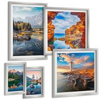 BILDER SET 5er Set - 50x50 cm & 20x30 cm & 40x60 cm Silberner Rahmen - Aussicht Paris New York Treppen - Silberfarben, Kunststoff (40/60cm) - TULUP
