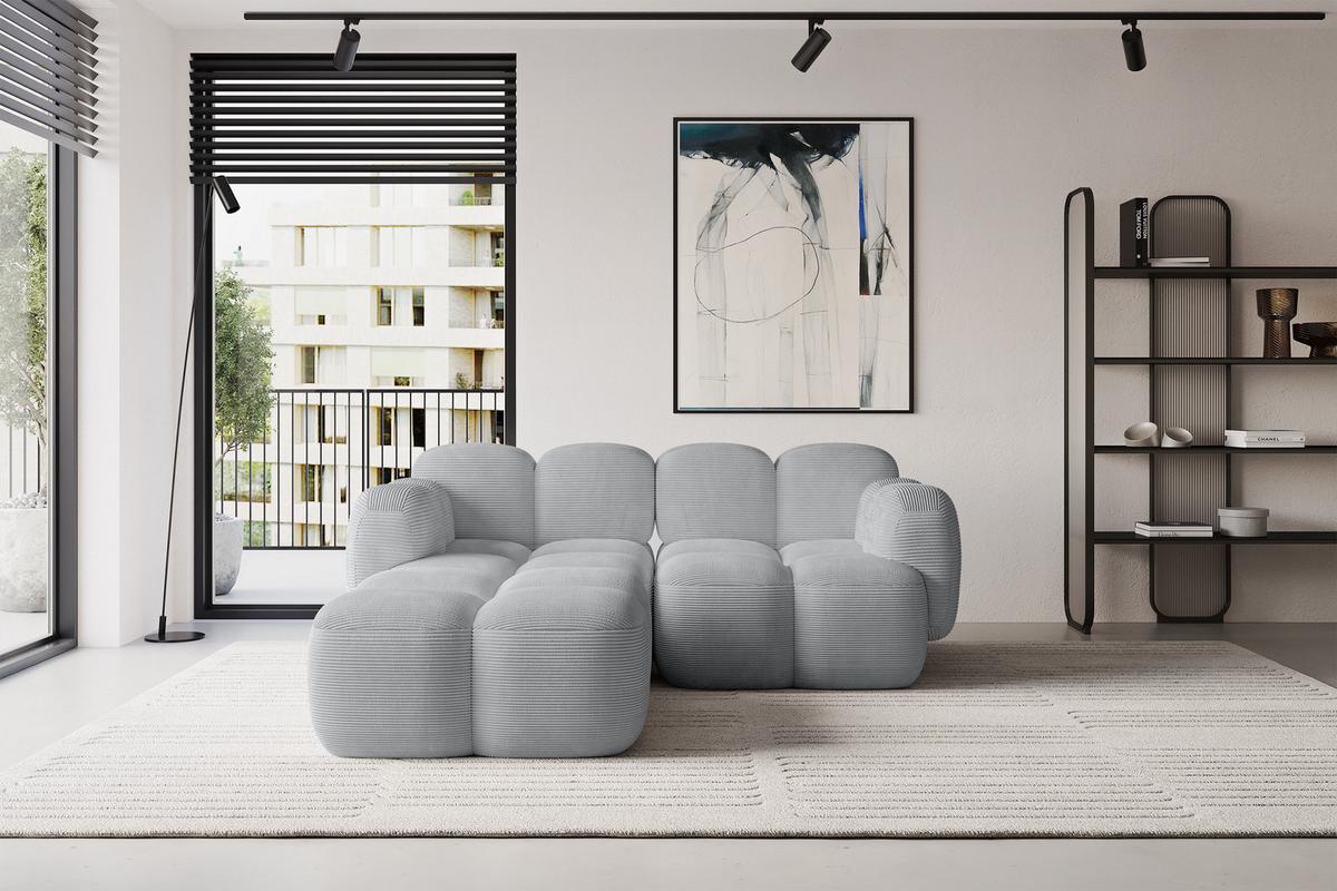 ECKSOFA modulares Sofa Links Miko-L1 214x205x75 Grau Cord - Anthrazit/Schwarz, Holzwerkstoff/Kunststoff (214/205cm) - ALTDECOR