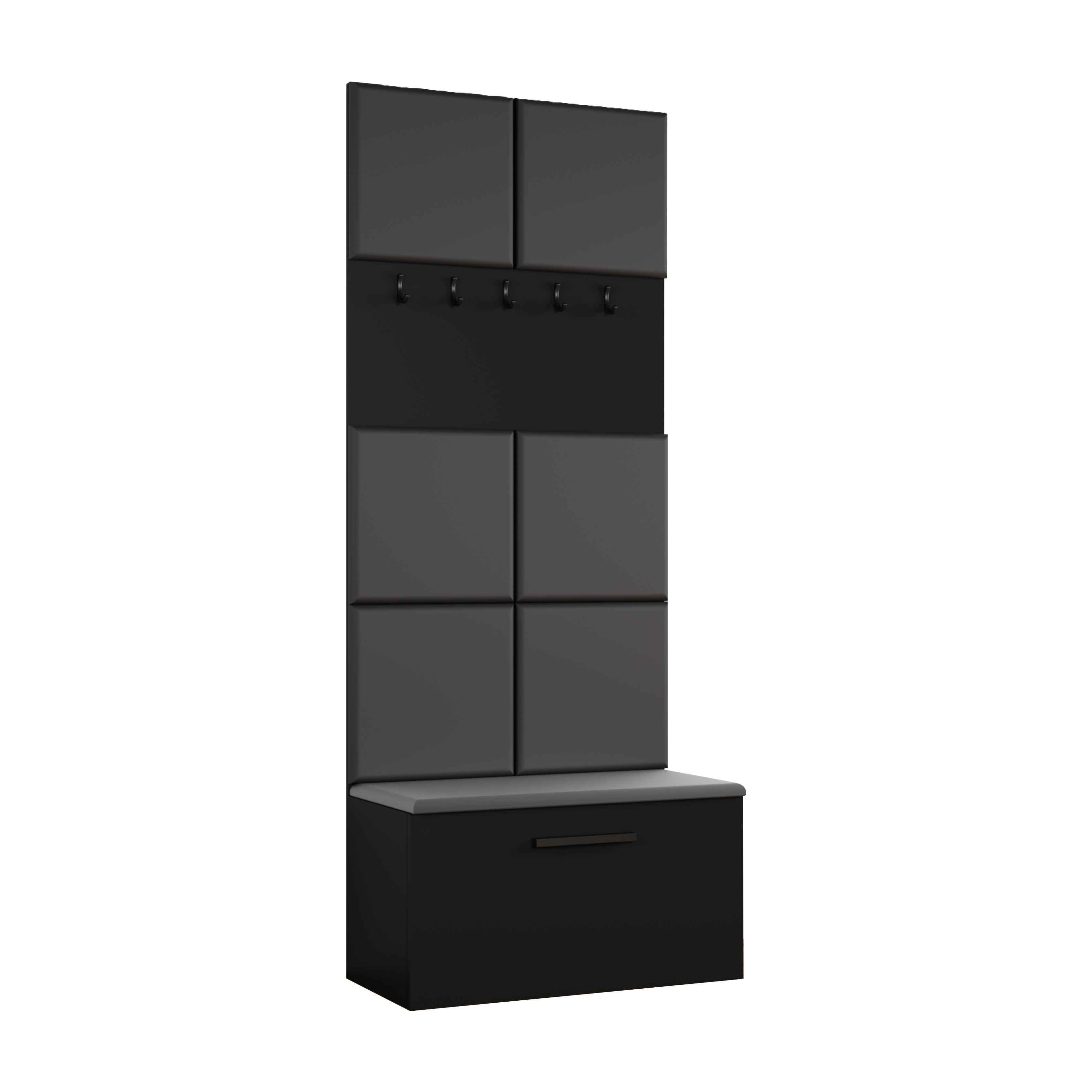 GARDEROBENSCHRANK Rosanno I Schwarz 80,6/204/40 cm – Modern, mit Kleiderhaken - Schwarz, Holzwerkstoff/Kunststoff (80.6/204/40cm) - AX Living