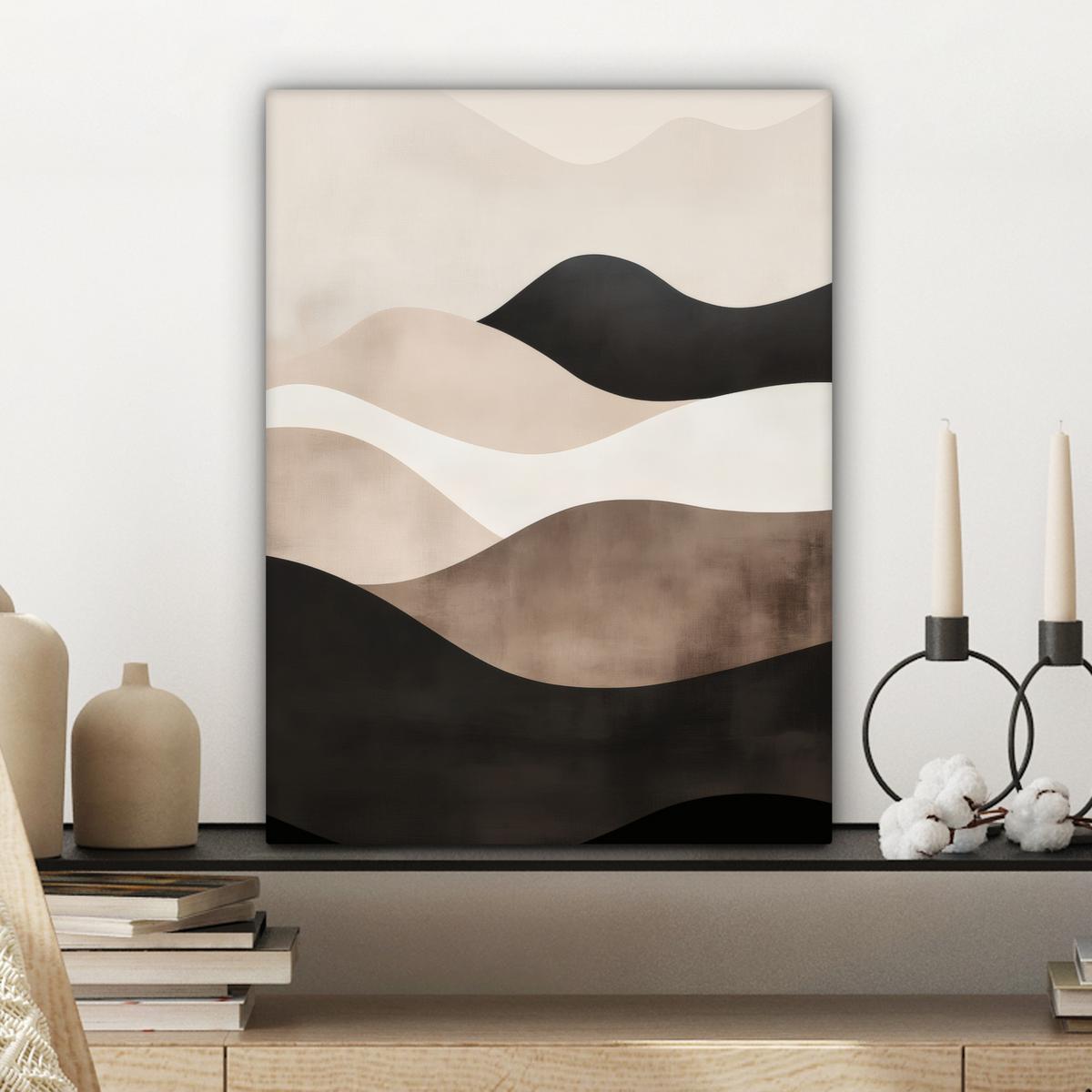 LEINWANDBILD Abstrakt - Landschaft - Wellen - Cremefarben Room Decor 30x40 cm - Cappuccino, Textil (30/40cm) - MuchoWow