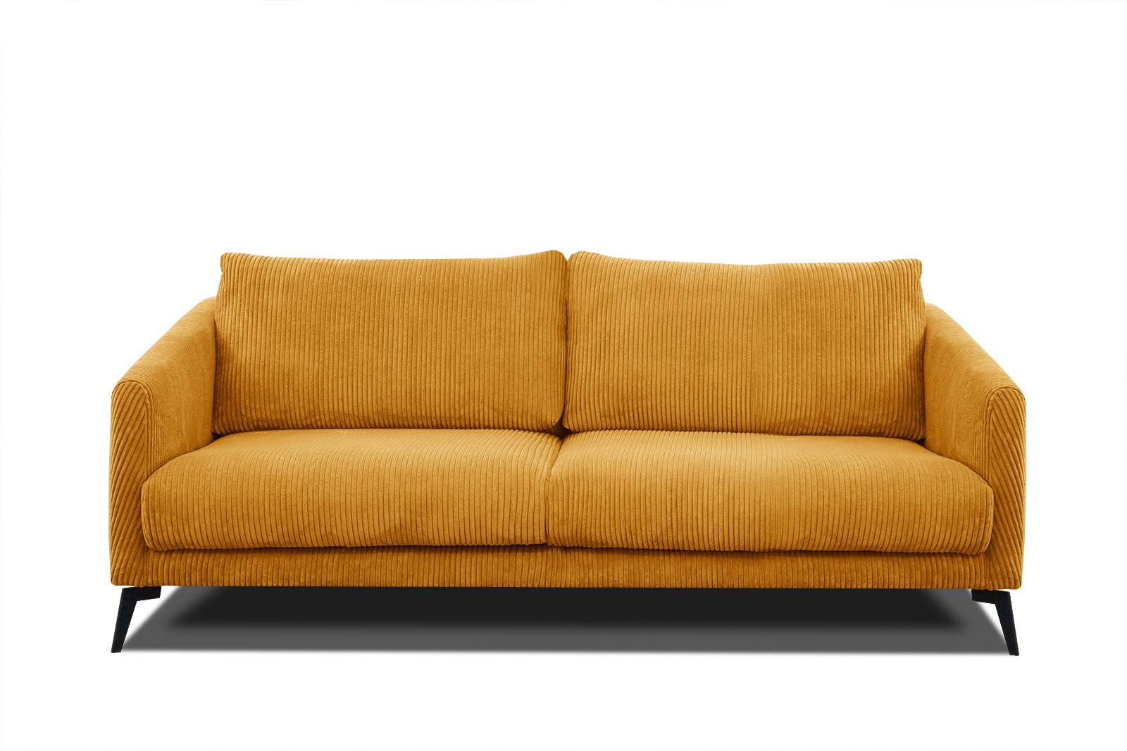 SOFA VILT 3-Sitzer, honig - Schwarz/Honig, Holzwerkstoff/Textil (202/89/94cm) - Wozimo