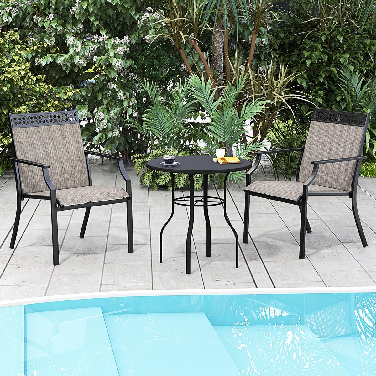 TERRASSENSTÜHLE Kaffee(2er-Set) - Braun, Metall (66/90/61cm) - COSTWAY