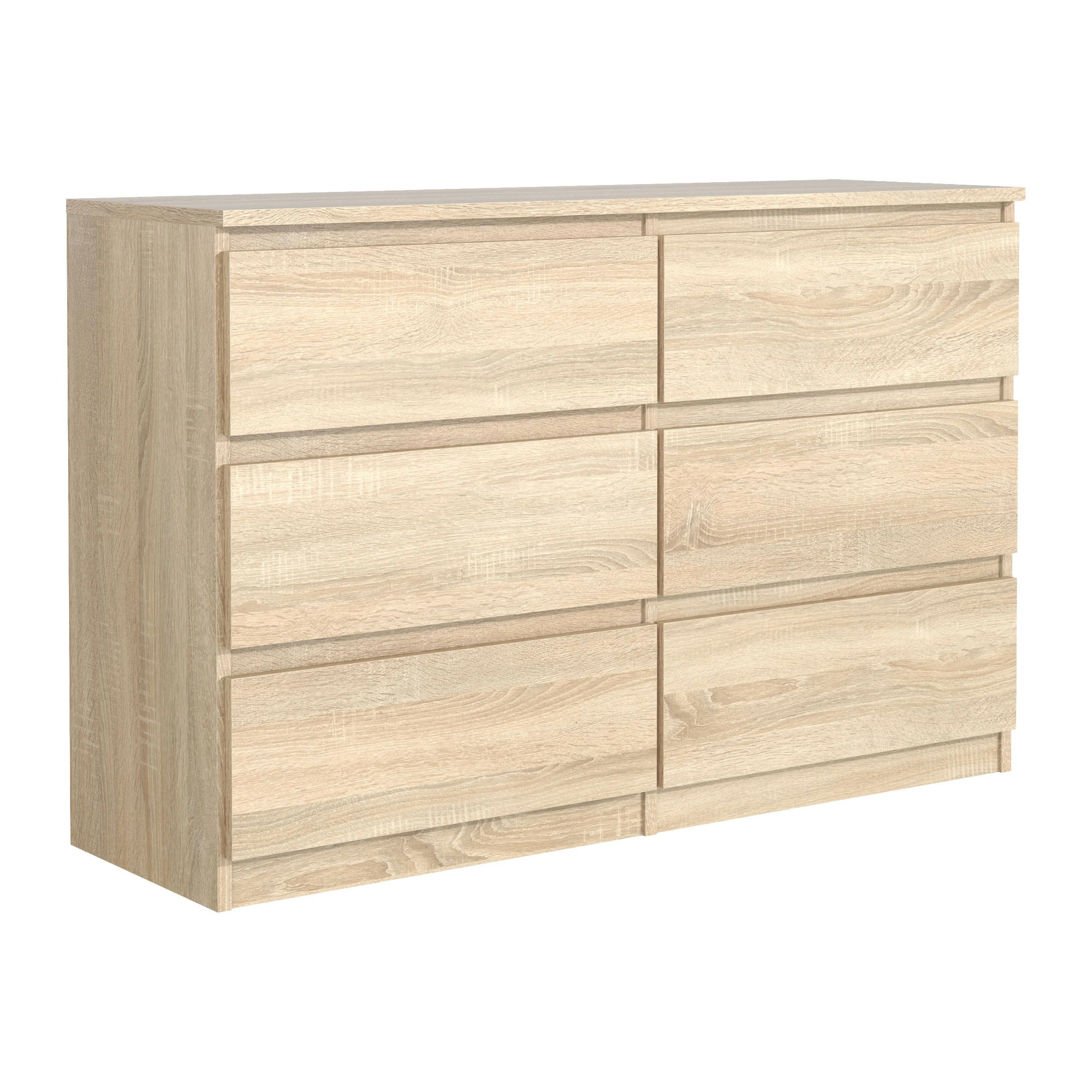 KOMMODE NUDO 120/78,5/39cm mit 6 Schubladen Türen Sonoma Eiche - Sonoma Eiche, Holzwerkstoff (120/78.5/39cm) - MASSENO