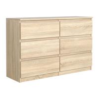 KOMMODE NUDO 120/78,5/39cm mit 6 Schubladen Türen Sonoma Eiche - Sonoma Eiche, Holzwerkstoff (120/78.5/39cm) - MASSENO