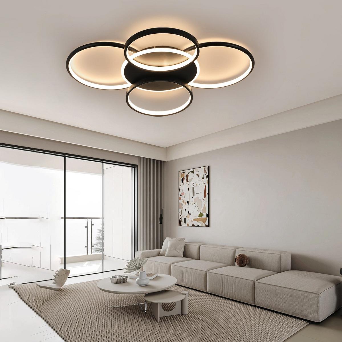 LED-DECKENLEUCHTE Lemoine 55.5/67/6cm - Schwarz, Metall (67/55.5/6cm) - Nettlife