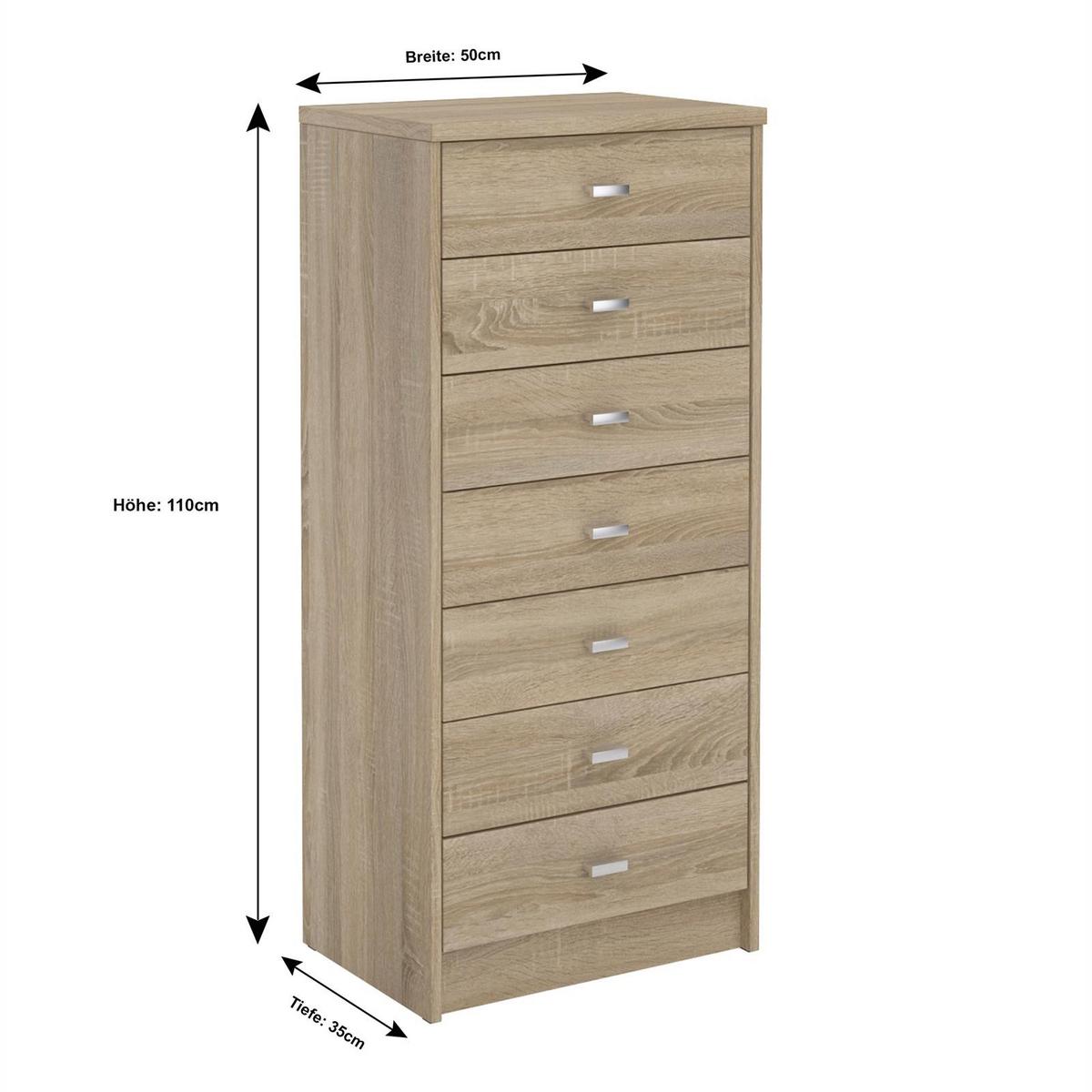 SCHUBLADENKOMMODE FEHMARN Sonoma Eiche - Sonoma Eiche, Holzwerkstoff (50/110/35cm) - CARO-Möbel