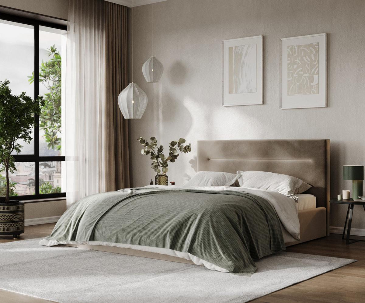 POLSTERBETT Liline 140/200 cm Taupe im Paros Stoff - Taupe/Schwarz, Holz/Holzwerkstoff (140/200cm) - AltaBeds