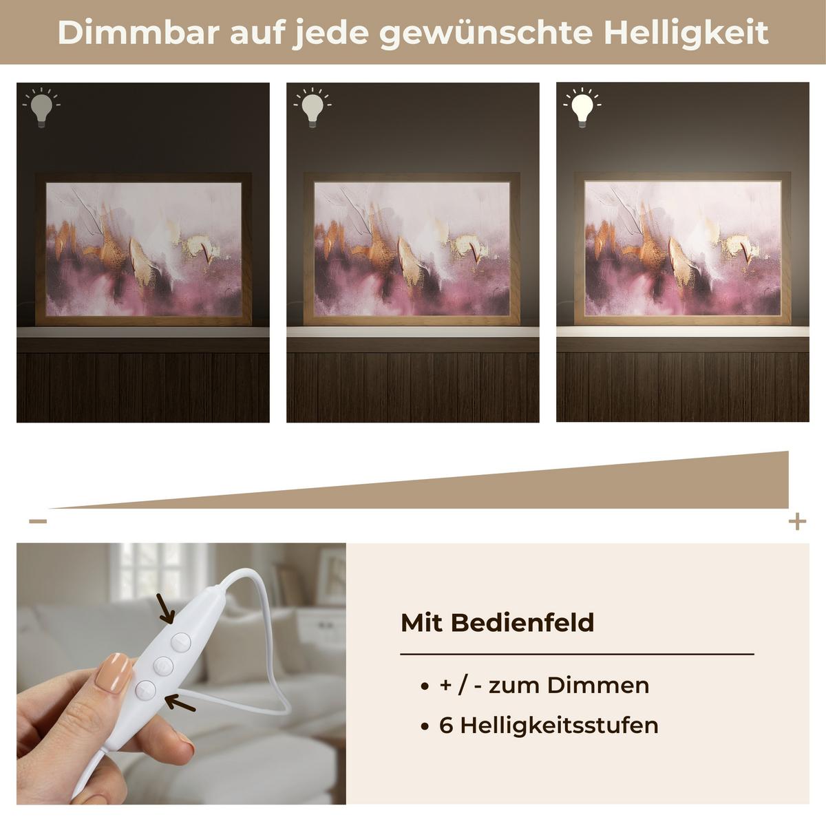 TISCHLEUCHTE Lila - Abstrakt - Farbe - Gold 30x20 cm - Baltimorefarben, Holzwerkstoff (8/30/20cm) - OnlyWow
