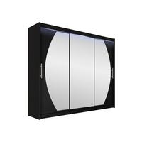 KLEIDERSCHRANK Aston V, mit RGB LED Beleuchtung - Silberfarben/Schwarz, Holzwerkstoff/Kunststoff (250/215/58cm) - MIRJAN24