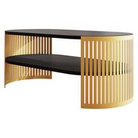 COUCHSITCH Fikoli Oval Gold I - Goldfarben/Schwarz, Holzwerkstoff/Metall (100/50/40cm) - MIRJAN24
