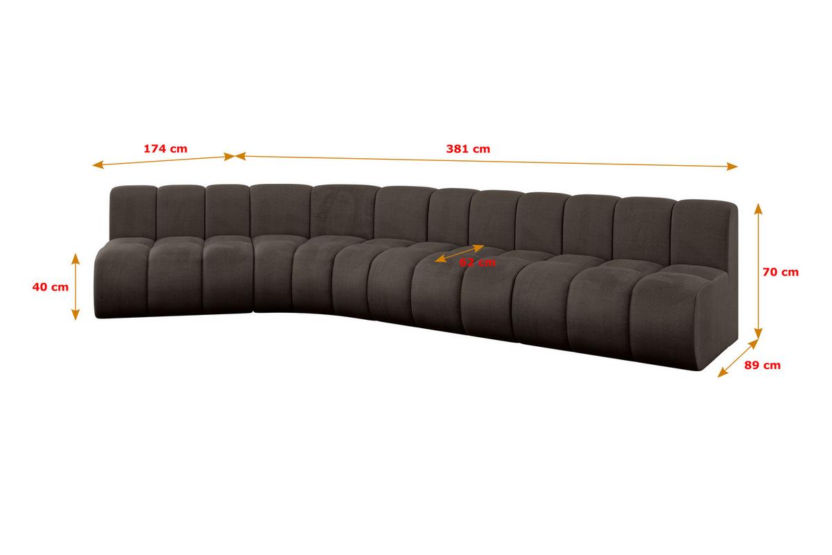ECKSOFA modulares Sofa Montra-L2 - 381x174x70 cm Braun - Braun, Holzwerkstoff/Textil (381/174cm) - ALTDECOR