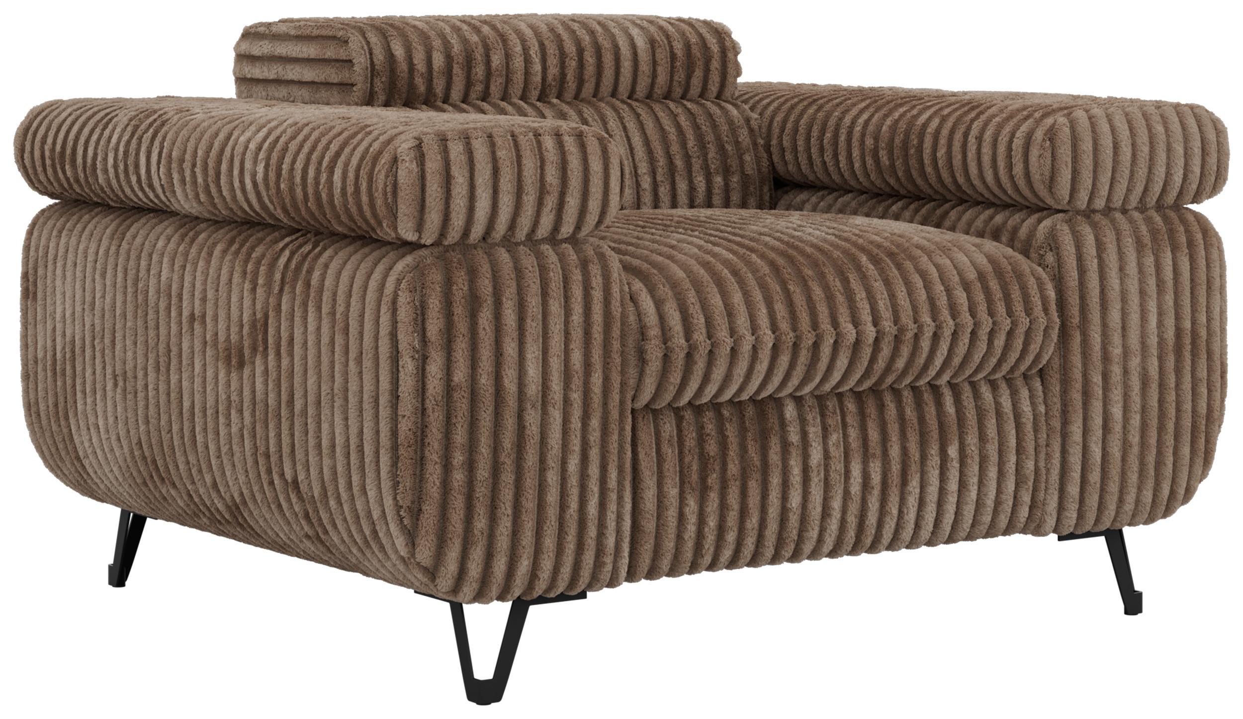 SESSEL PETER 1 - Braun Cord - Schwarz/Braun, Textil/Metall (126/76/99cm) - MKS