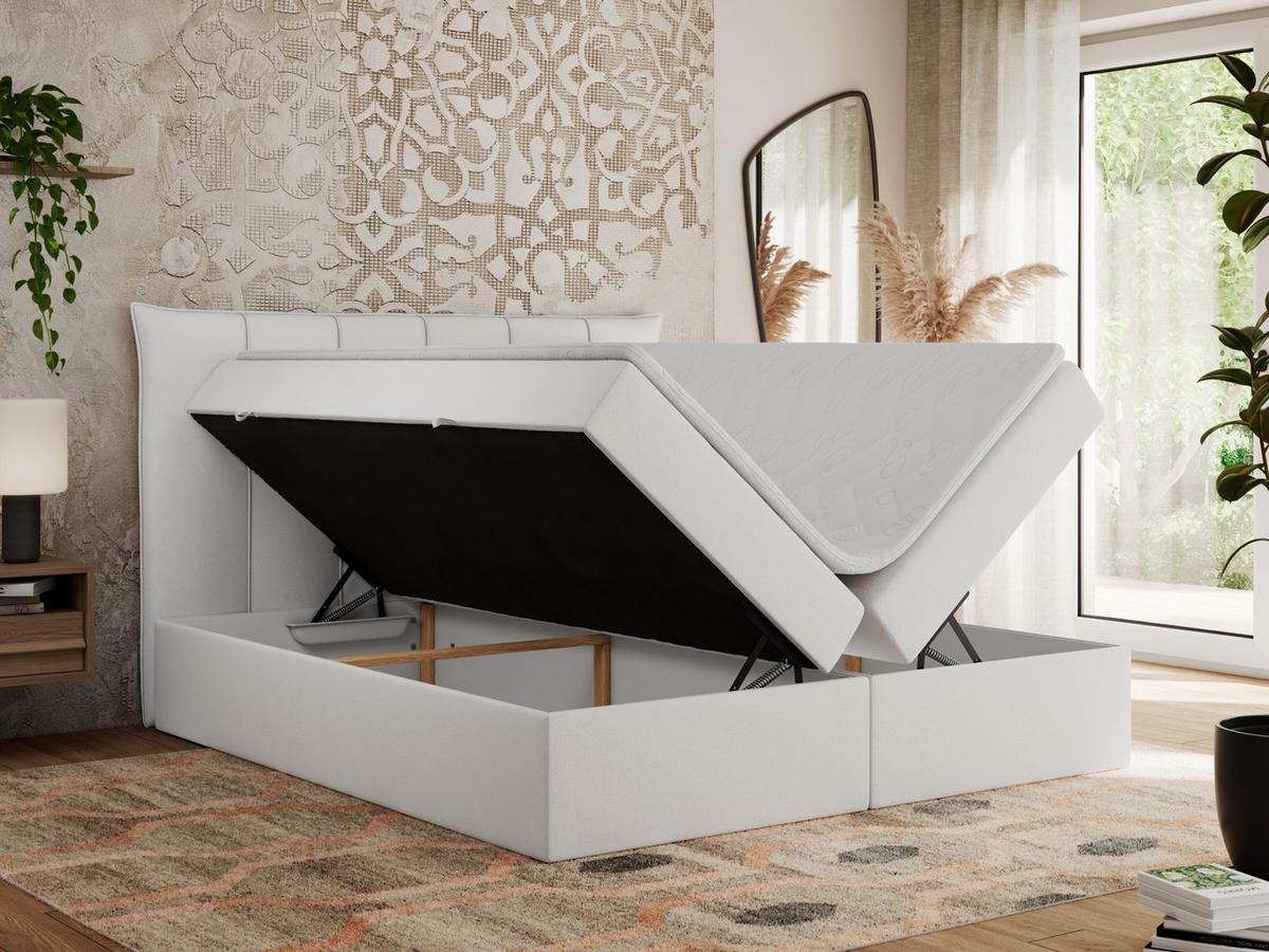 BOXBETT PREMIUM 10 140/200 Weiß Kunstleder - H4 - Weiß, Holz/Textil (140/200cm) - MKS