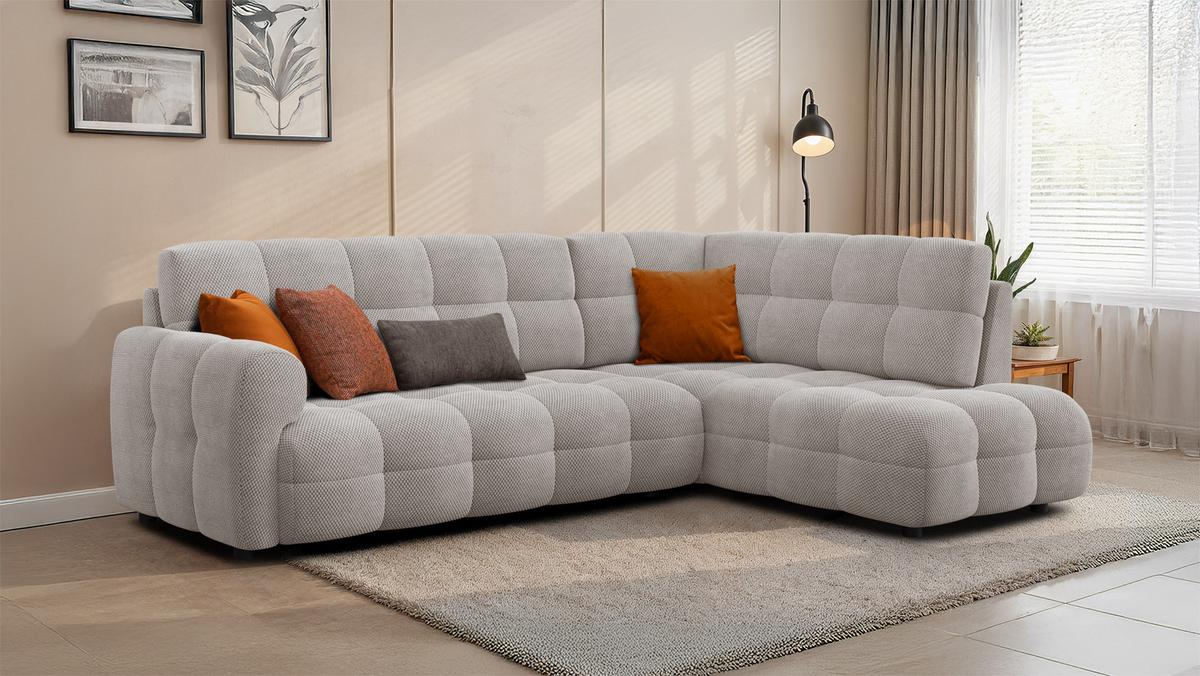 ECKSOFA MELLOW 5-Sitzer, beige - Beige/Schwarz, Holz/Textil (283/191cm) - Wozimo