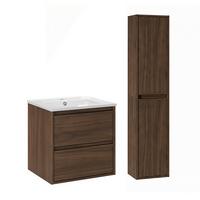 BADMÖBEL 51cm Edmé 2er-Set Holz - Braun, Holzwerkstoff (51/52/46cm) - Petits-meubles