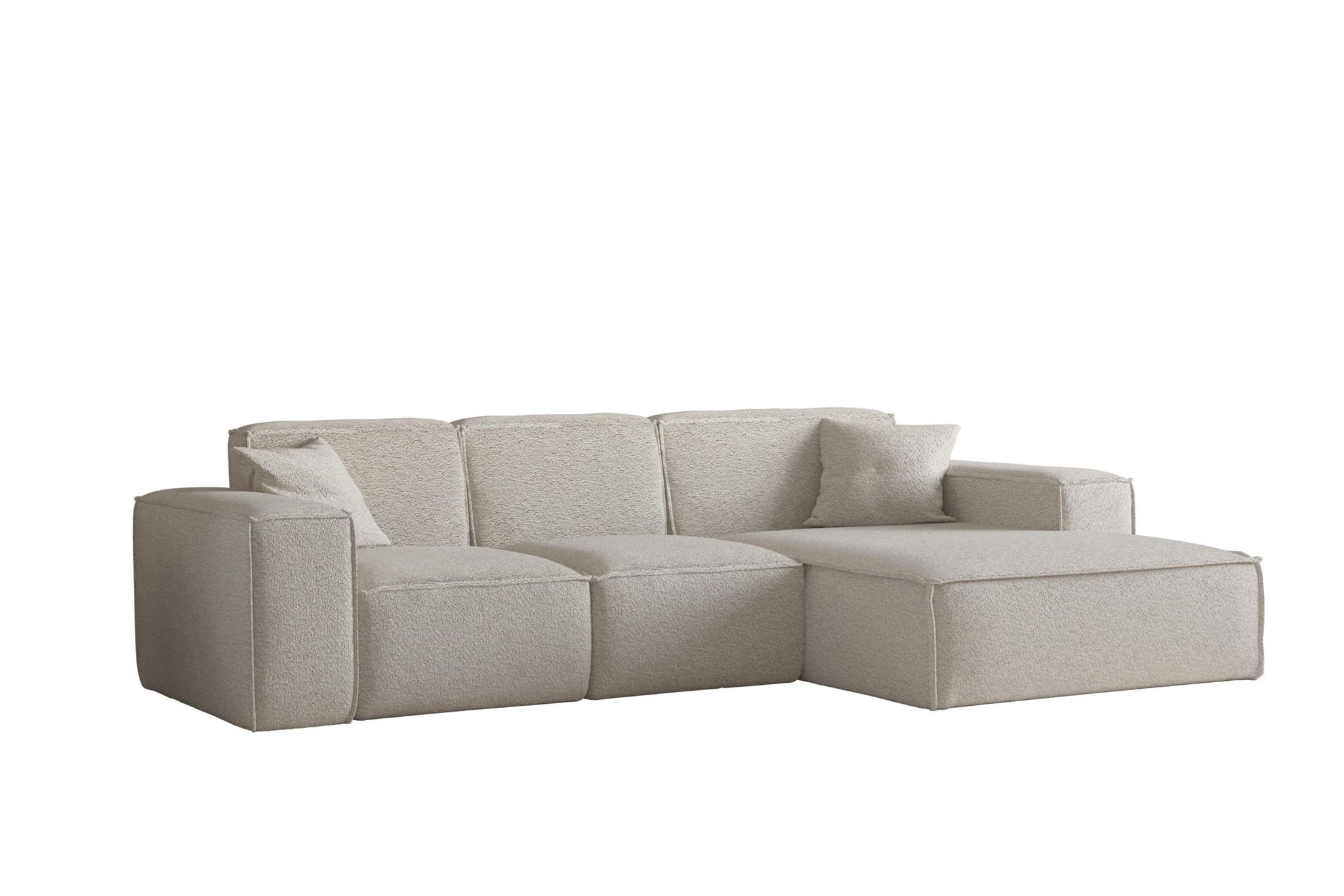 ECKSOFA Ottom Celes Premium Ascot Bukla - Beige, Holzwerkstoff/Textil (266/165cm) - Fun Möbel