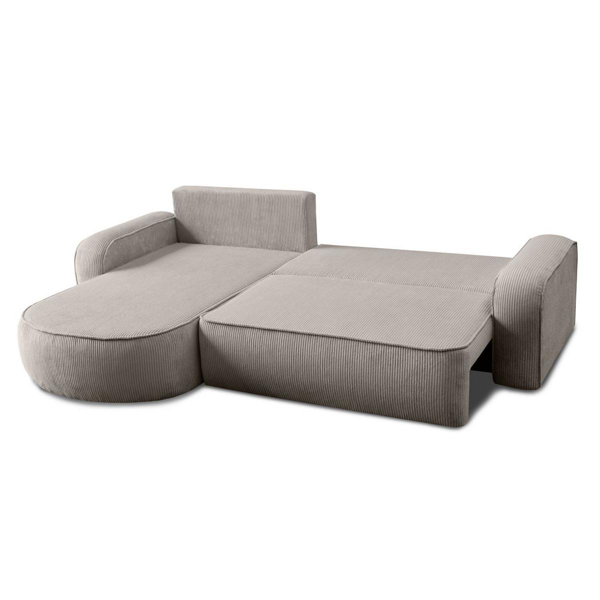 ECKSOFA VENUS mit Schlaffunktion und Bettkasten, Poso 02 - Beige, Textil (275/178cm) - Lookway