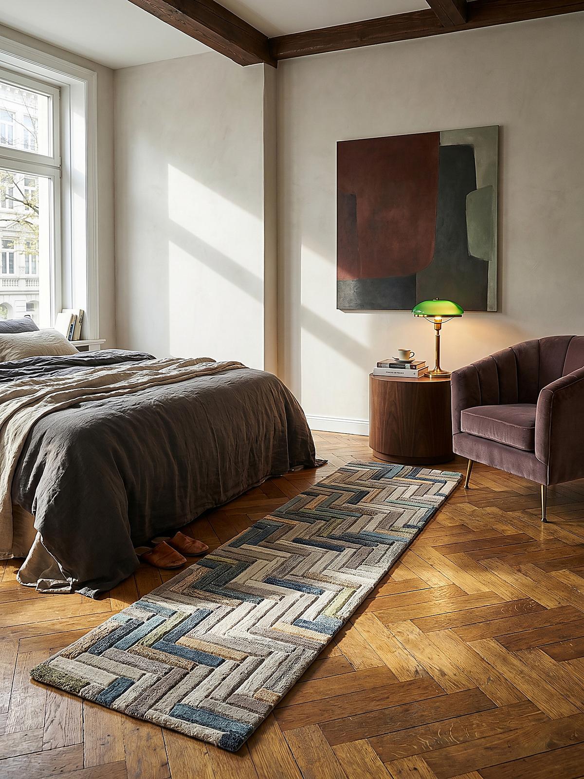 WOLLTEPPICH ESK, geometrisch, Florhöhe 10 mm, Blau-Bunt, 60 x 230 cm - Blau, Textil (230/60cm) - KADIMA DESIGN
