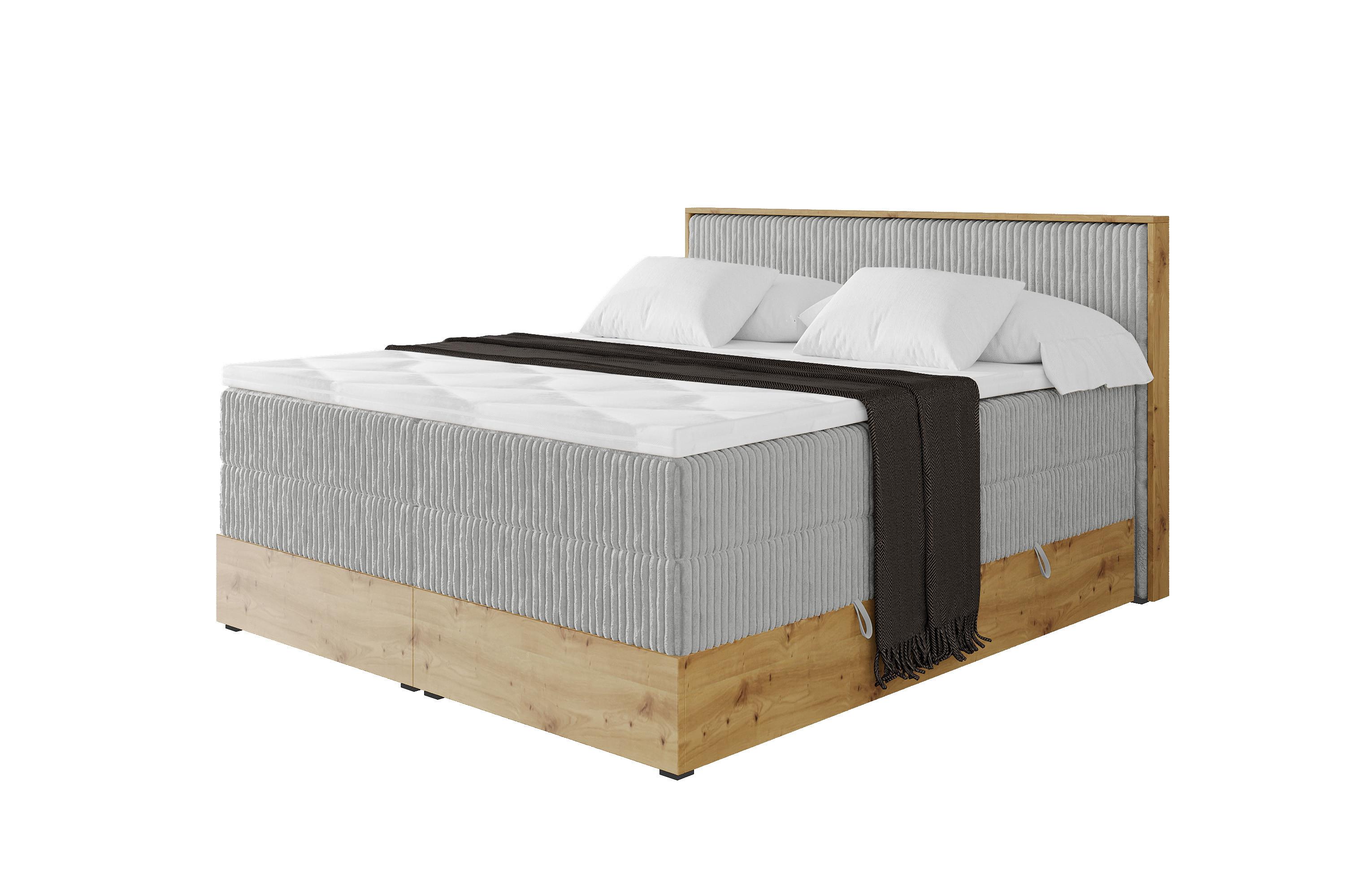 BOXSPRINGBETT LOLLI9 -KING 120x200 - H3/H4 Grau - Grau, Holzwerkstoff (120/200cm) - ALTDECOR