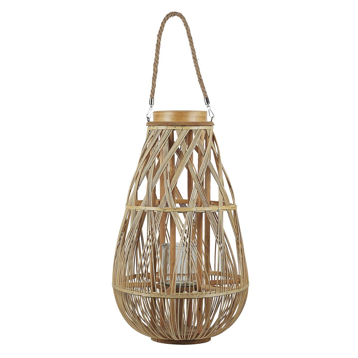 LATERNE Heller Holzfarbton Tonga - Hellbraun, Holz (34/56/34cm) - Beliani