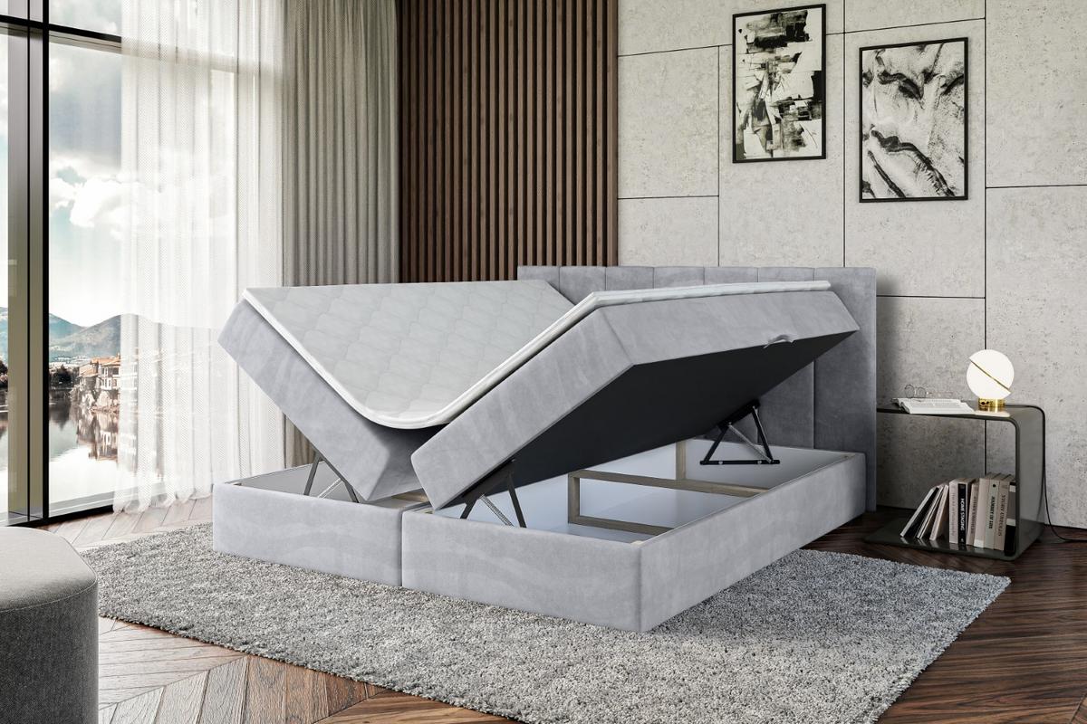 BOXBETT mit Matratze H3 und Lattenrost - MOETI - 140x200 cm Hellgrau - Hellgrau, Holzwerkstoff (140/200cm) - ALTDECOR