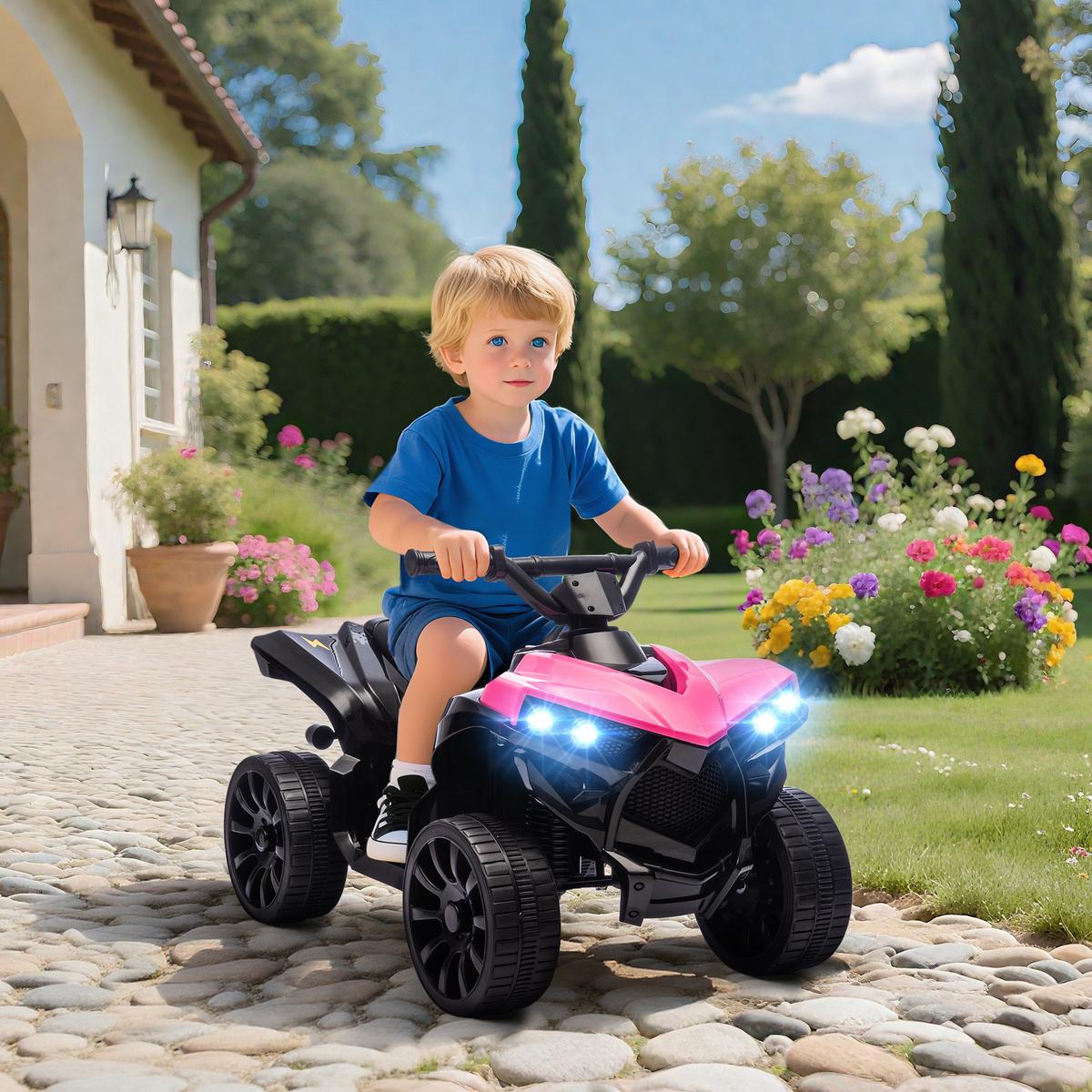 KINDER QUAD mit Scheinwerfer Pink - Rosa, Metall (70/42/45cm) - AIYAPLAY