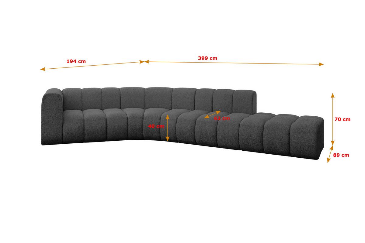 ECKSOFA modulares Sofa Tilmo-L1 - 399x194x70 cm Grau - Grau, Holzwerkstoff/Textil (399/194cm) - ALTDECOR