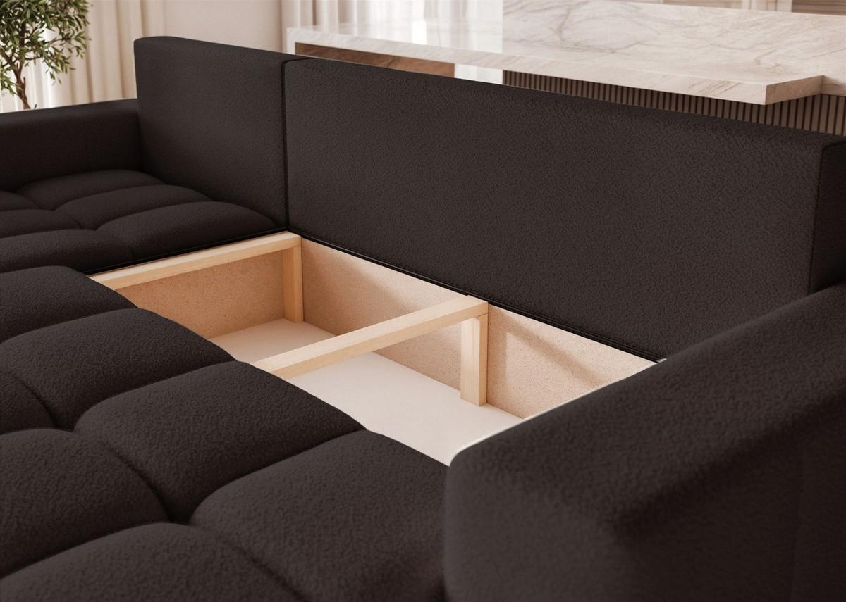 ECKSOFA Anabel Mit Schlaffunktion - Schwarz, Holzwerkstoff/Textil (248/145cm) - Fun Möbel