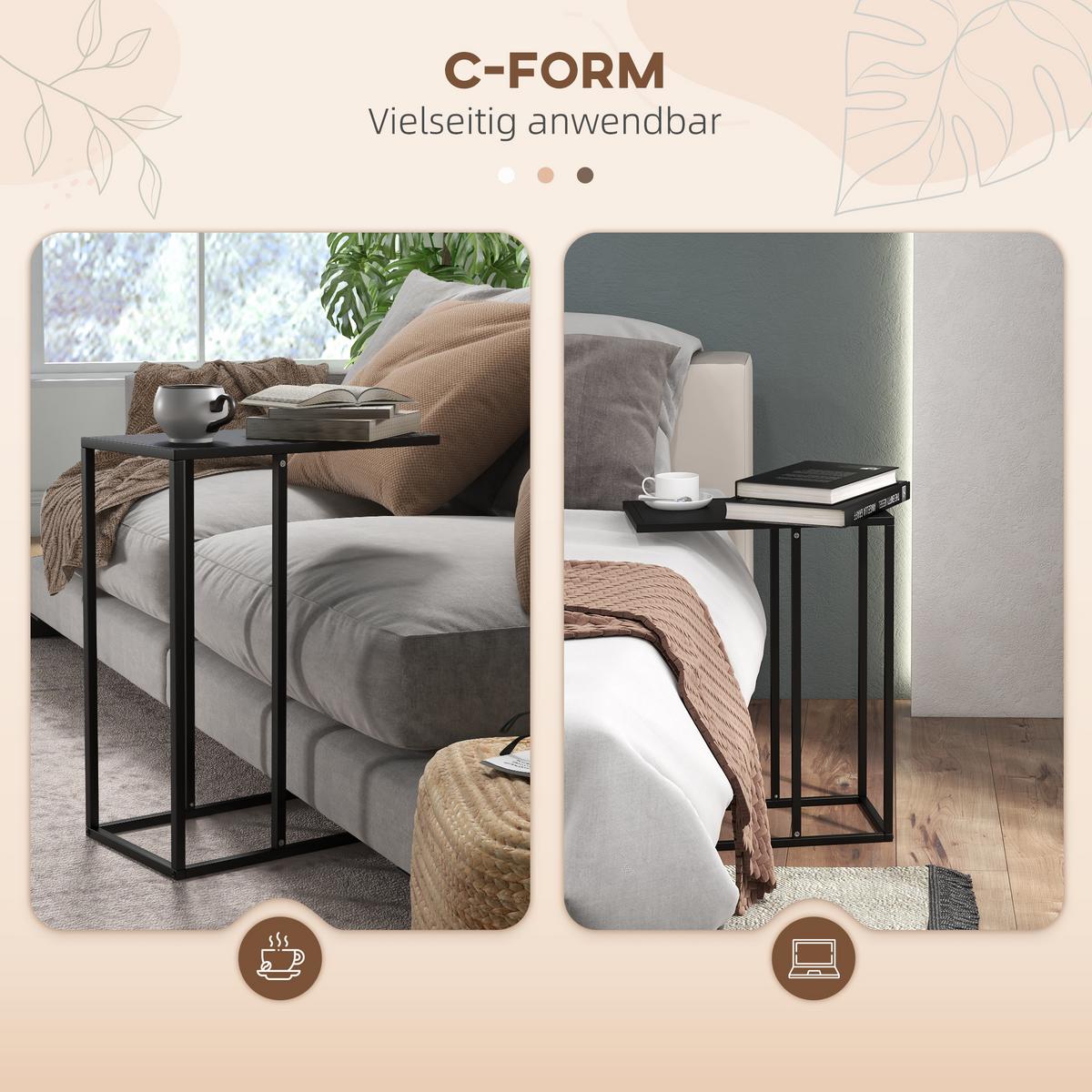 BEISTELLTISCH, Stahl, Schwarz - Schwarz, Metall (46/26/60cm) - HOMCOM