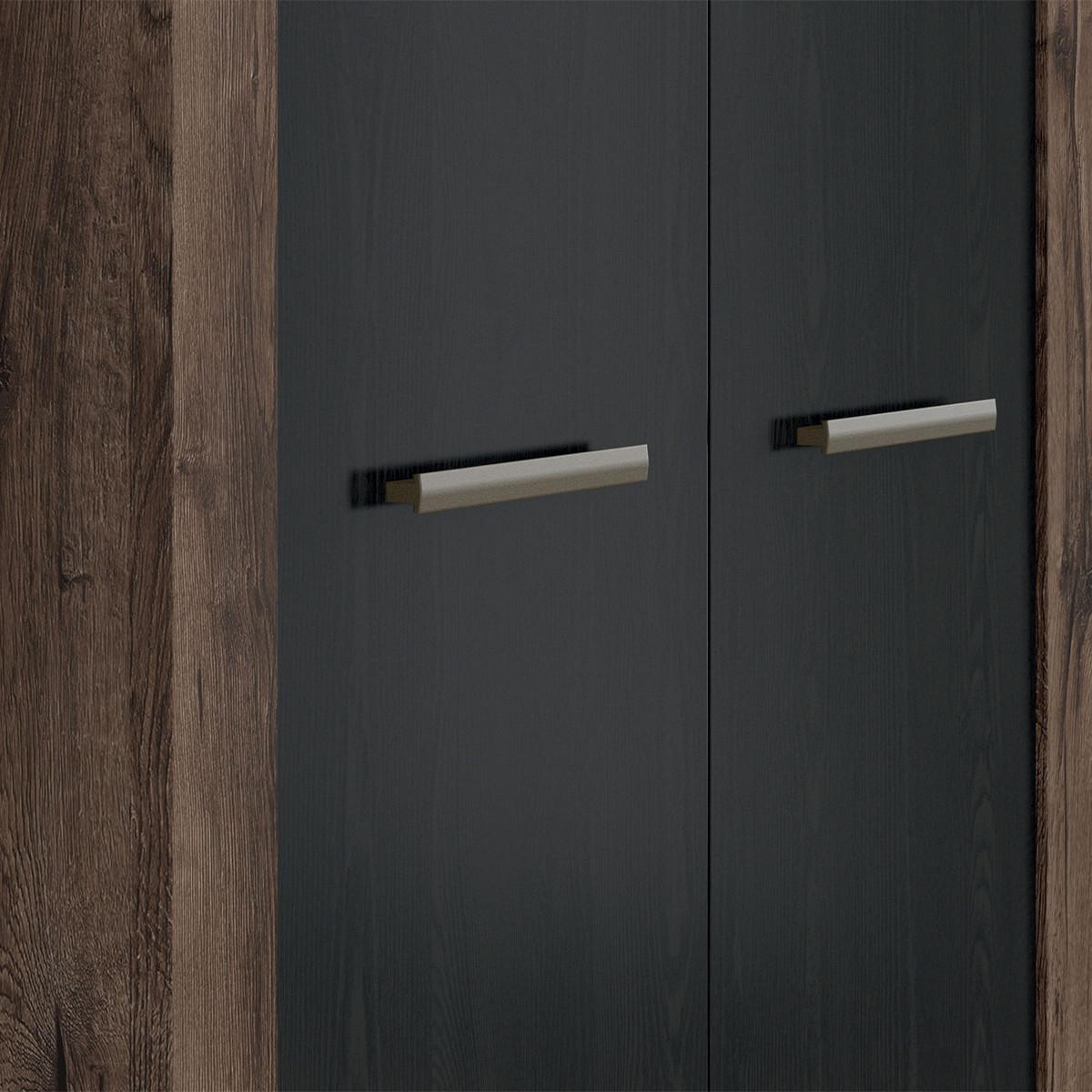 SCHRANK 2 Türen Adam Holz und Schwarz - Schwarz, Holzwerkstoff (98/195/55cm) - Petits-meubles