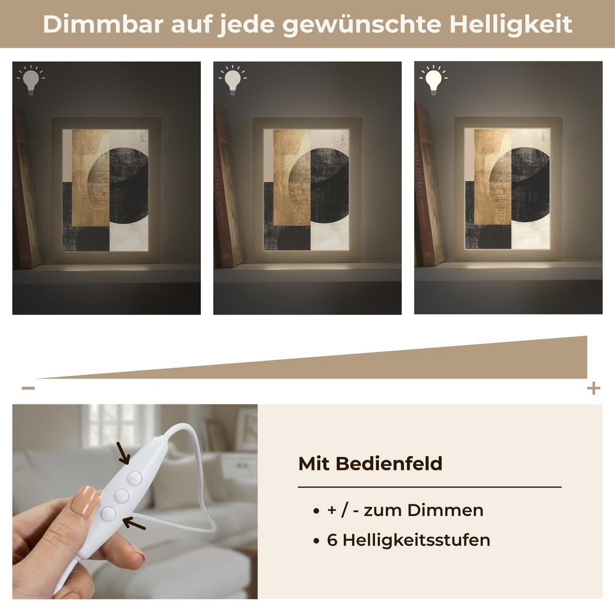 TISCHLEUCHTE Abstrakt - Modern - Schwarz - Gold 15x20 cm - Beige, Holzwerkstoff (8/15/20cm) - OnlyWow