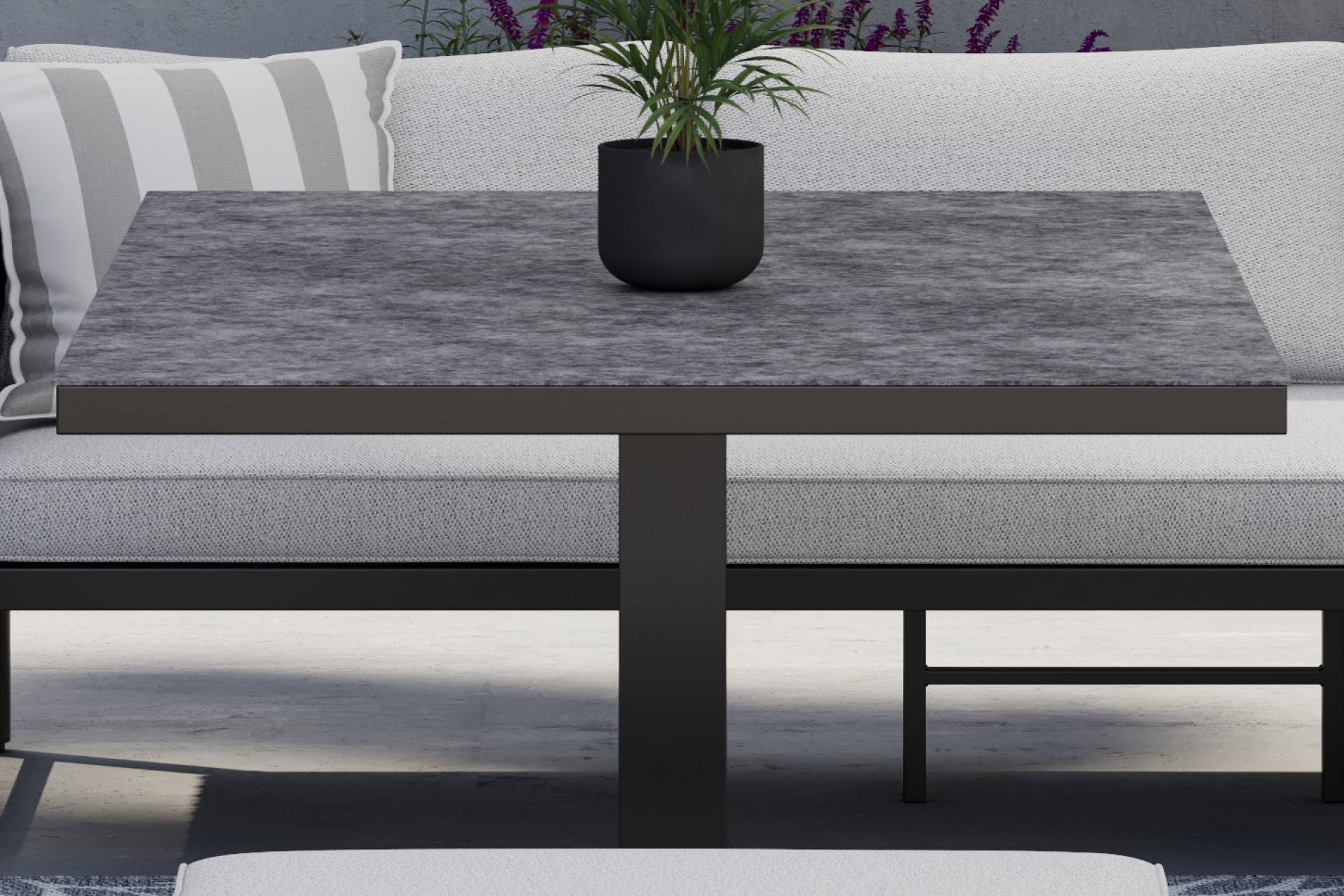 Tisch Grau Dunkelgrau Eisen pulverbeschichtet matt Polywood wetterbeständig 