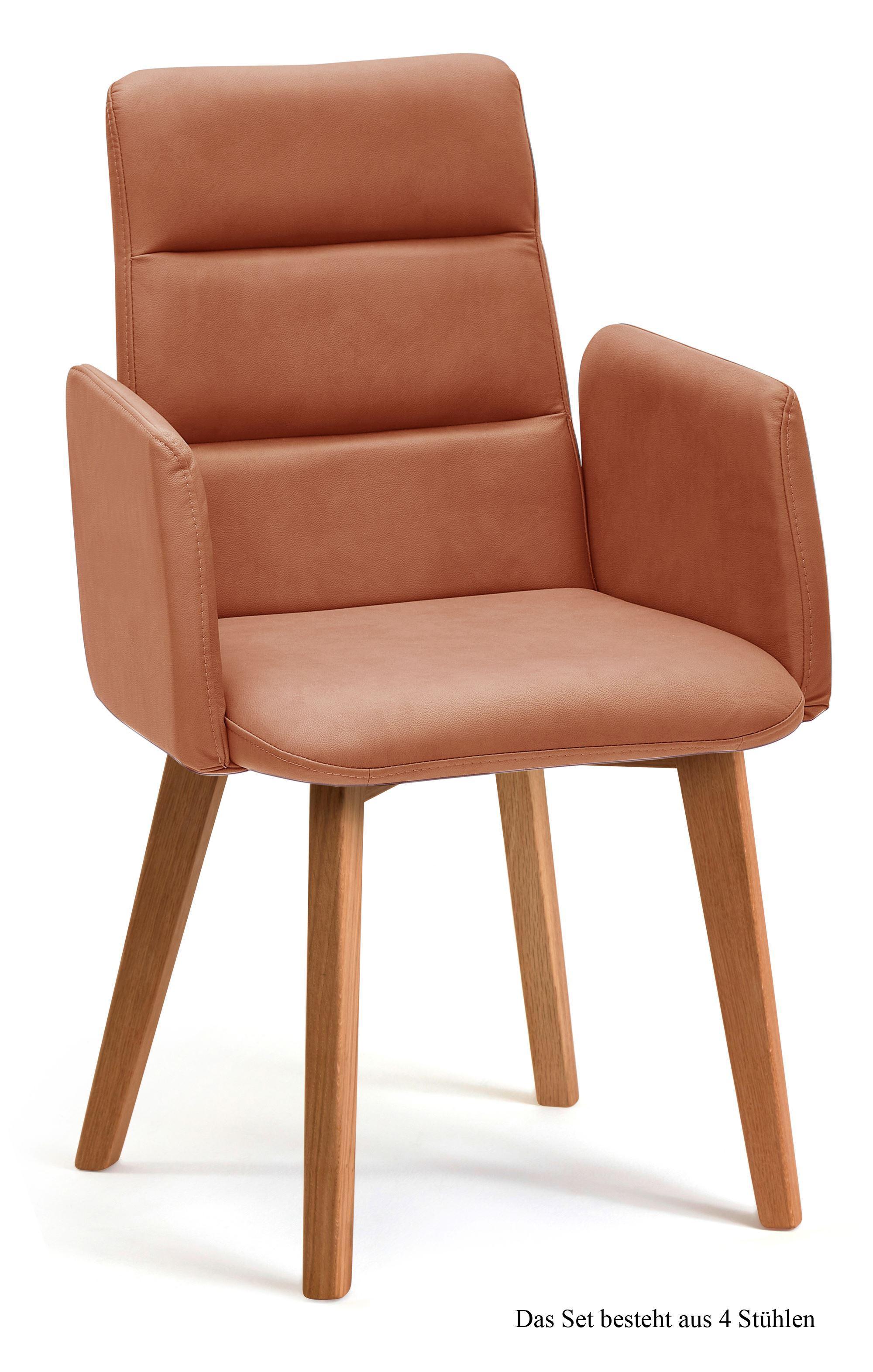ARMLEHNSTUHL (4er-Set) Darelle 52x92x60 Eiche geölt/Cognac - Cognac/Eichefarben, Kunststoff (60/92/52cm) - 58aufmkessel