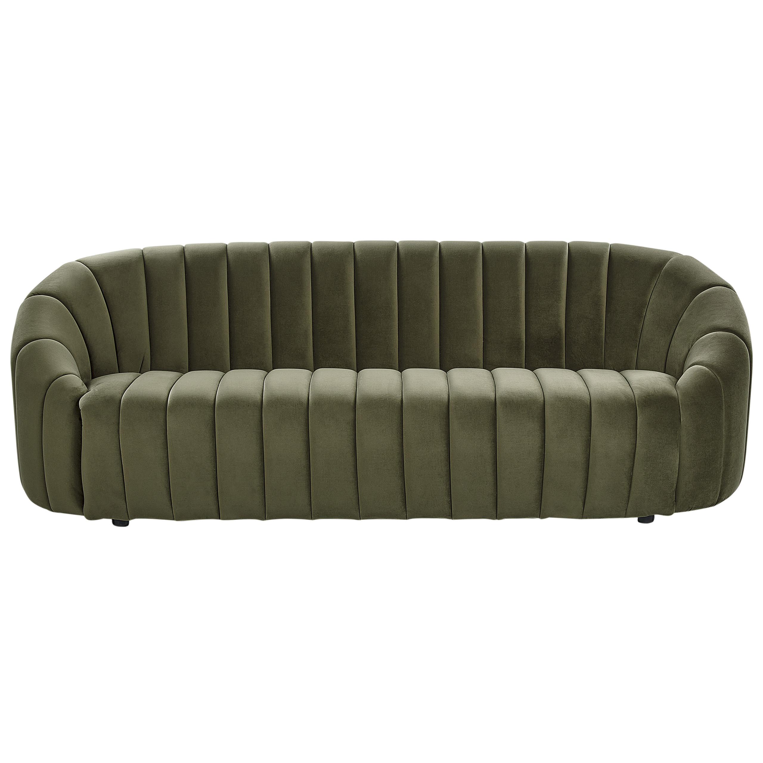 3-SITZER-SOFA Samtstoff dunkelgrün Malung - Grün, Textil (200/68/79cm) - Beliani