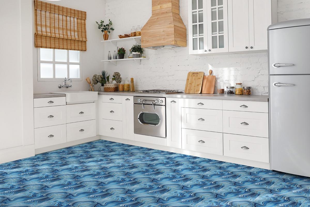 SELBSTKLEBENDE Wandfliesen 9 Stück 30x30 cm - Marmorstruktur - Blau, Textil (30/1.6/30cm) - TULUP