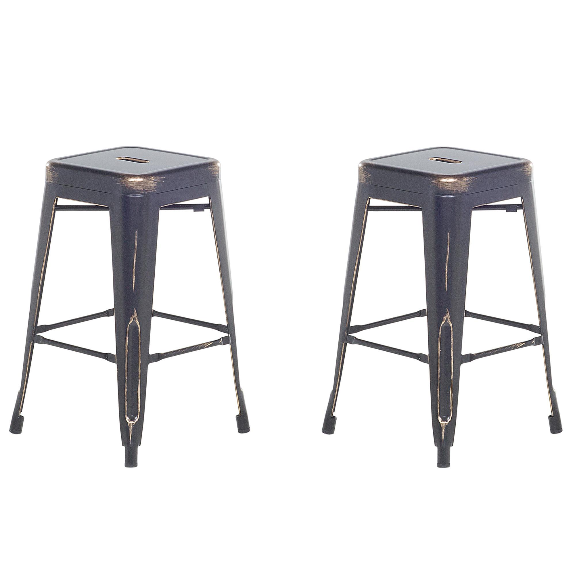HOCKER 2er-Set Metall Schwarz Cabrillo - Schwarz, Metall (42/60/42cm) - Beliani
