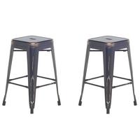 HOCKER 2er-Set Metall Schwarz Cabrillo - Schwarz, Metall (42/60/42cm) - Beliani