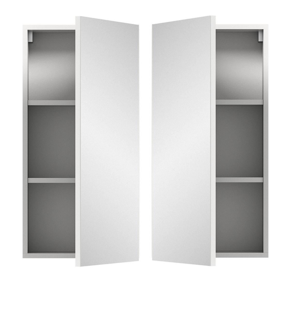 SPIEGELSCHRANK weiß 38 x 77 cm, Badschrank 1-türig mit Spiegel - Weiß, Glas/Holzwerkstoff (38/77/18cm) - Inn.Furn