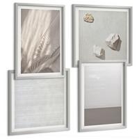 BILDER SET 4er Set - 50x50 cm & 40x60 cm Silberner Rahmen - Zarte Boho-Texturen der Natur - Silberfarben, Kunststoff (50/50cm) - TULUP