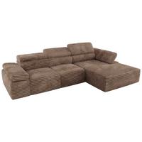 ECKSOFA RILASSO L Braun Cord - rechts - Schwarz/Braun, Kunststoff/Textil (174/296cm) - MKS