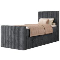 BOXBETT TILIANO DUO 90/200 - Grau Cord - H4 - Topper Visco - Rechts Seite - Grau, Textil (90/200cm) - MKS