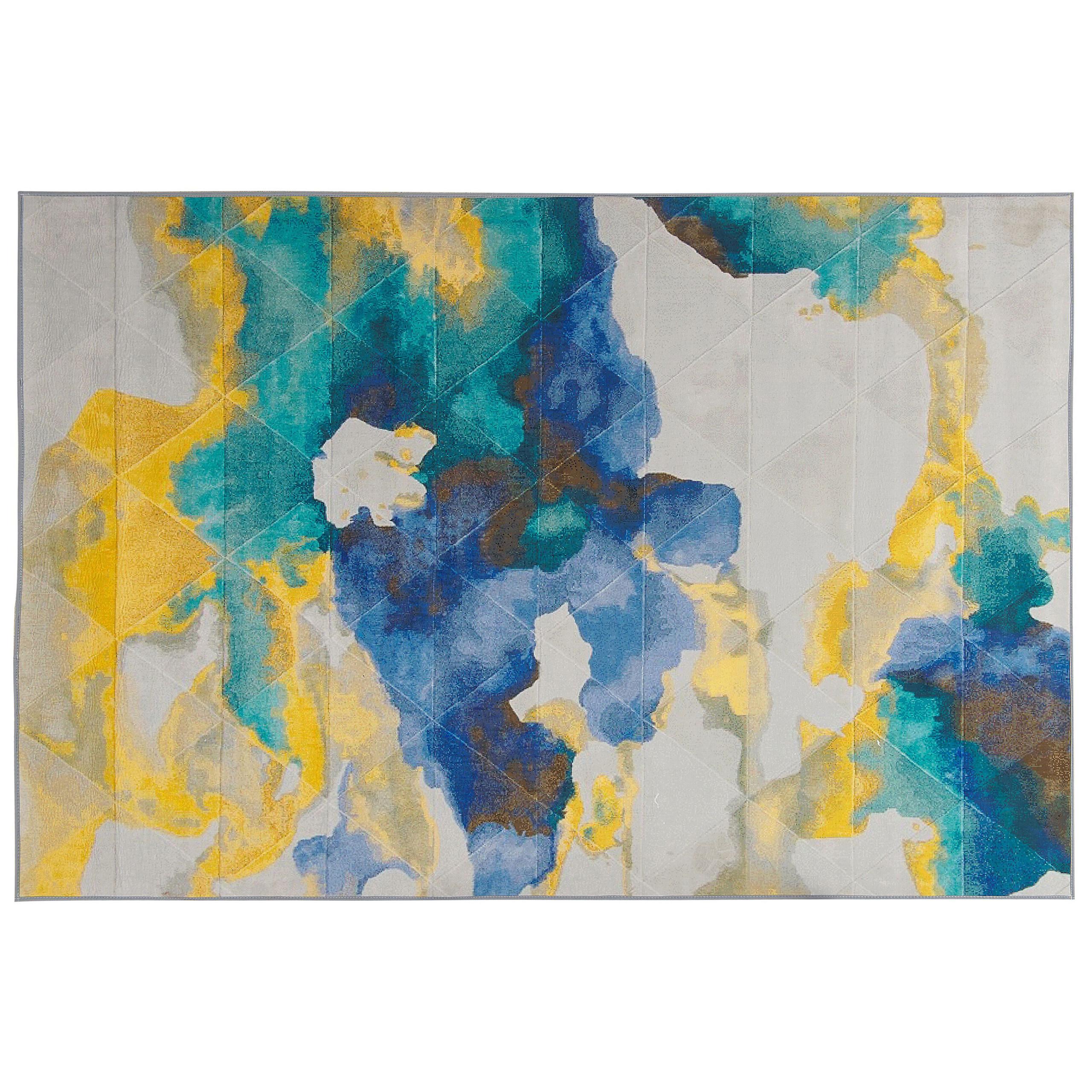 KURZFLOR-TEPPICH Bunt 160/230 cm Ceyhan - Blau/Gelb, Textil (160/230cm) - Beliani