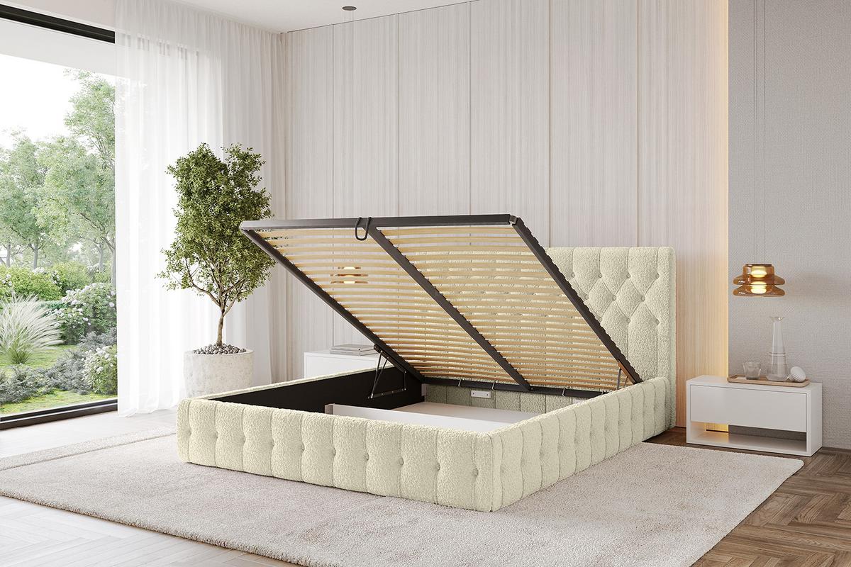 POLSTERBETT mit Bettkasten und Lattenrost, Bett mit Matratze H3/H4 - LARO 180x200 Beige - Taupe, Holzwerkstoff/Textil (180/200cm) - ALTDECOR