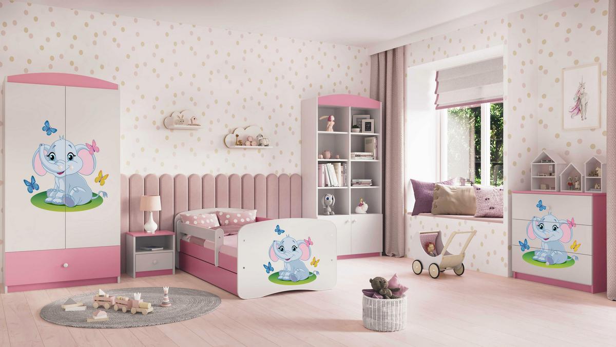 KINDERKLEIDERSCHRANK Elefant - Hellrosa, Holzwerkstoff (90/175/52cm) - RAUMHIRSCH FURNITURE