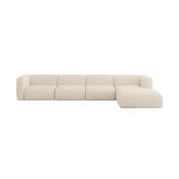 ECKSOFA Ottomane Rechts MIRA-L3 409x179x70 Beige Velours - Greige/Beige, Holzwerkstoff/Kunststoff (409/179cm) - ALTDECOR