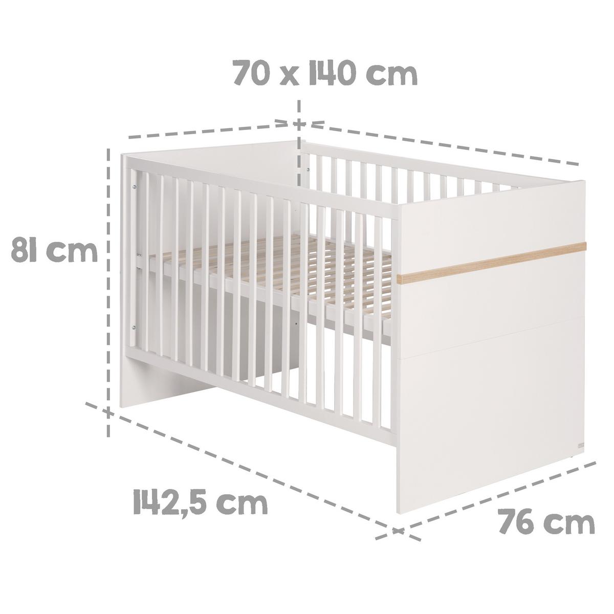 BABYZIMMER-SET Pia mit breiter Wickelkommode 2-teilig - Weiß, Holzwerkstoff (76/81/142.5cm) - Roba