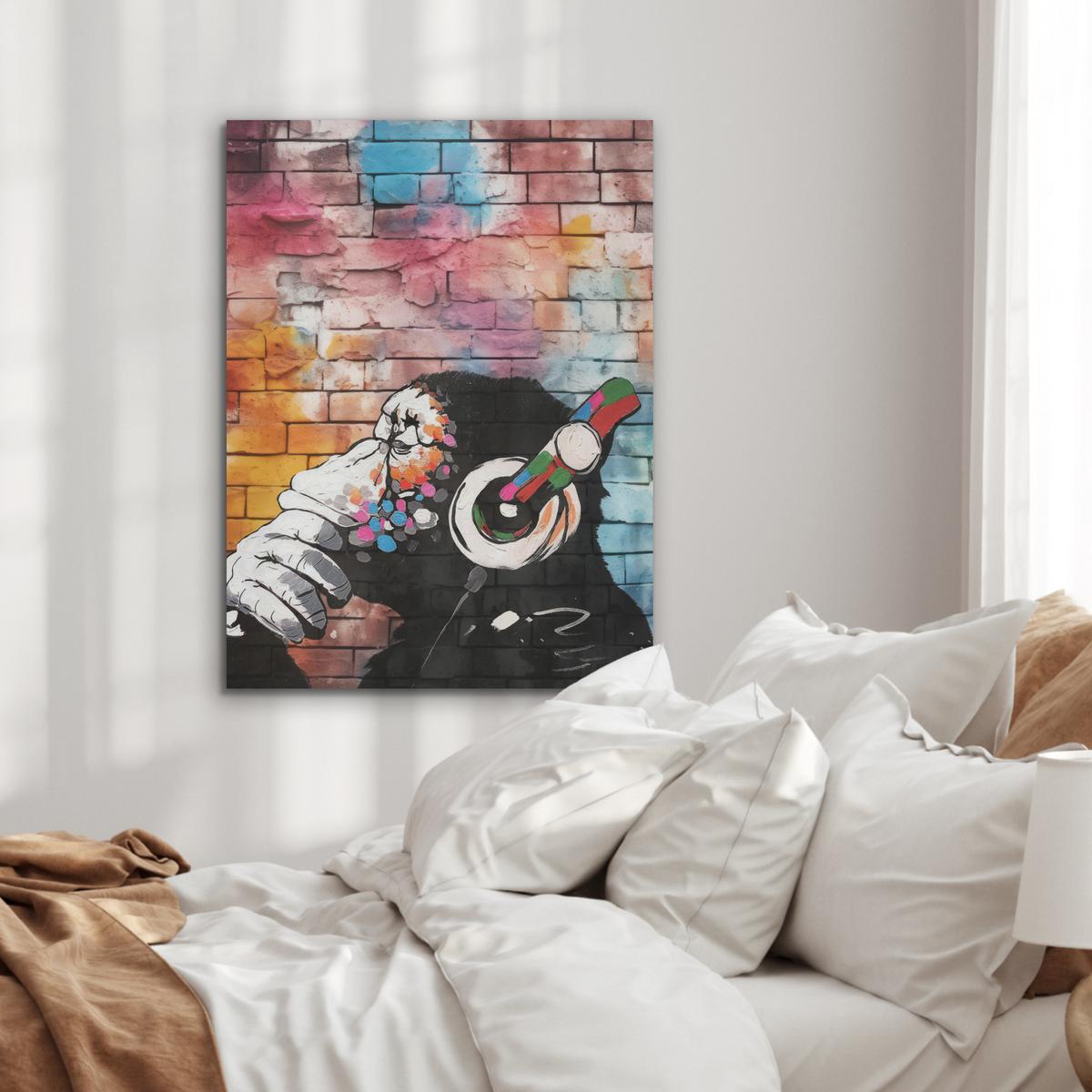 AKUSTIKBILD Affe - Graffiti - Musik Wandbilder 60x80 cm - Multicolor, Kunststoff (60/80/0.9cm) - MuchoWow